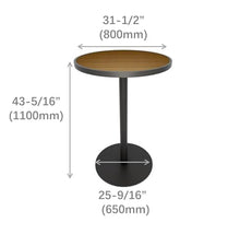 NewTechWood Matte Black Aluminum Frame Round Composite 31.5 in. x 31.5 in. x 43.31 in. Outdoor High Bar Table (Peruvian Teak)