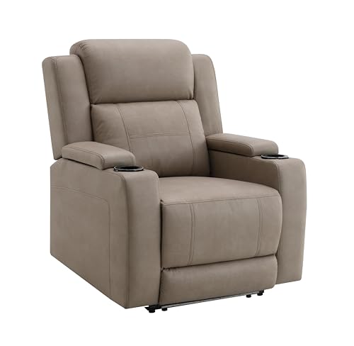 Lugo Power Motion Recliner w/Cup Holder in Camel Leather Aire