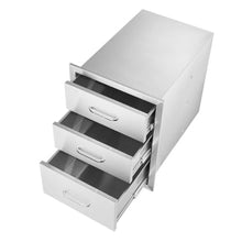 Hassyee Stainless Steel Outdoor Kitchen Drawers, Built-in Triple Storage Drawer Cabinet with Sliding Rails and Chrome Handle, Weather-Resistant BBQ Grill Island Drawer for Patio Backyard Cabinetry