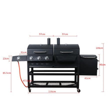 American Dual Fuel BBQ Grill, Charcoal & Gas Combo Grill for Outdoor Backyard Cooking