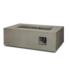 Real Flame Aegean 42in Rectangle Propane or Natural Gas Fire Pit Table, 50,000 BTU, Powder-Coated Steel, Push-Button Ignition, Lava Rock, Storage Cover, Stainless Steel Burner - Mist Gray