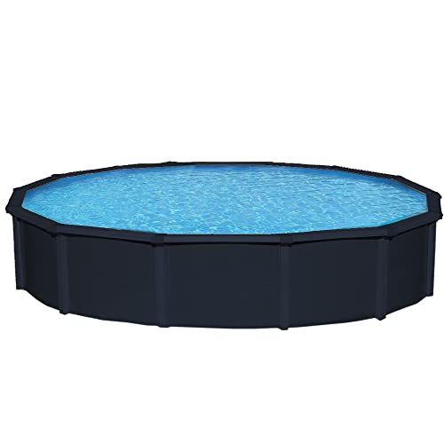 Lake Effect Pools Metropolitan 15' Round Above-Ground Pool Black with Blue Liner & Skimmer