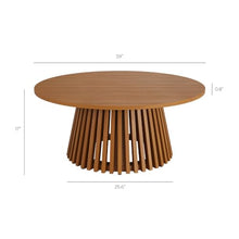 Modway Lane 39 Inch Teak Wood Outdoor Round Coffee Table in Natural – Slatted Patio Table with Pedestal Base for Patio, Balcony, Deck, Backyard, Terrace Or Sunroom
