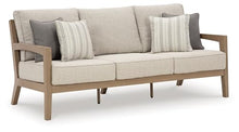 Signature Design by Ashley Hallow Creek Outdoor Sofa with Cushion, Heavyweight Resin Polymer and High Performance Fabric, for Patios and High-Wind Areas, Driftwood, 76" W