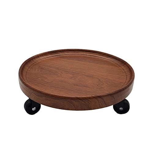 ZOCWJK Plant standPlant Pedestal Stand Household Bonsai Base Round Imitation Wood Mobile Flower Pot Tray Base with Universal Wheels Pedestal Stand for Display,One Color-19cm