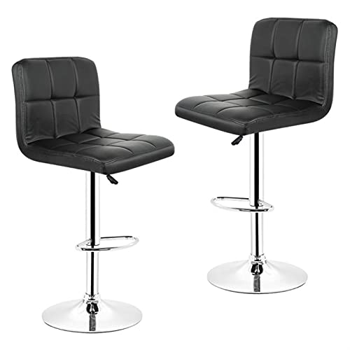 GLigeT Bar Chairs 2Pcs Lounge Chairs Bar Chair PU Leather Bar Stool Lift Height Adjusted Swivel Leisure for Home Office Kitchen Backrest Chair Bar Stools (Color : Black)