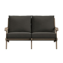 Modway Saratoga Teak Outdoor Patio Loveseat in Weathered Gray Flint – 2 Seater Outdoor Couch with Weather-Resistant Cushions – Wooden Porch Loveseat