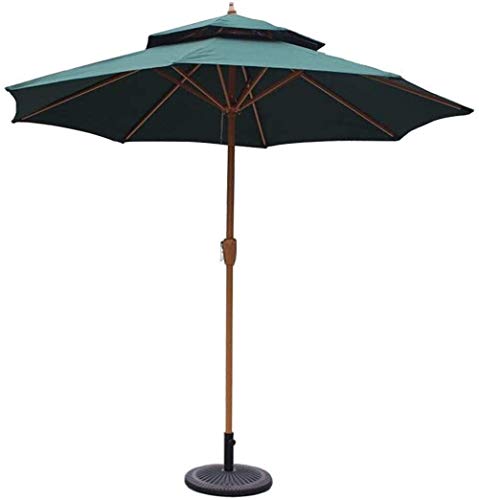 Outdoor Garden Parasols 9ft / 270cm Parasols Double Top Garden Patio Umbrella with Crank Handle Sun Shade Waterproof Protection for Terrace Balcony Pool Beach (Size : Dark Green) (Dark Green)