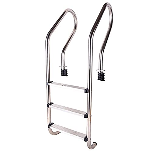 AWJ Swimming Pool Handrail, 316 Stainless Steel Pool Ladder with Non-Slip Pedals, for Pools, Ramp Entrances, Spas, Water Parks/Silver / 1.5MM (Silver 1.5MM)