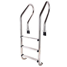 3 Step Pool Ladder 316 Stainless Steel Swimming Pool Handrail for 0.9-1.2m Pool Pipe Wall Thickness 1.5m Need to be Embedded/Silver / 150x54x19cm (Silver 150x54x19cm)