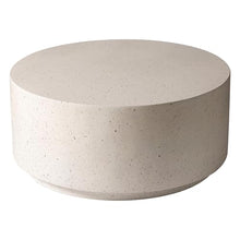 LeisureMod Minimalist Side Table Assembled 36” Round Modern Fiberstone Top Accent Table for Outdoor, Home, Living Room Terra Series in White