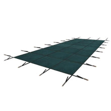 Reinforced Pool Safety Cover with 0.3mm mesh and Blocks pinecones for Concrete courtyards, Premium Swimming Pool Barrier with Adjustable Tension for Villa Gardens (Green-30x50ft)