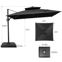 OROTLECT 11'X11' Square Cantilever Patio Umbrella with Base