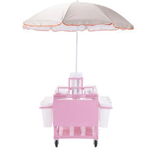 Mobile Rolling Metal Flower Cart Stand with 18 Buckets Umbrella Vendor Rack for Market Wedding Garden Decor