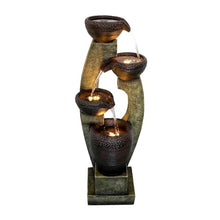HIONJIN Outdoor Fountain Outdoor Garden Fountains with Contemporary DesignLED Light