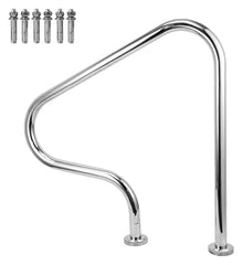 Pool Handrail, Stainless Steel Pool Railing, Silver Stainless Steel Railing for Swimming Pools, Outdoor Safety Entry Aid Grab Handle