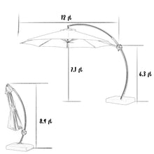 144'' Cantilever Umbrella with Crank Lift , Counter Weights Included