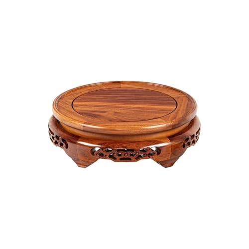 QUANGJN Pcs Plants Saucers Mahogany Solid Wood Carved Round Vase Bonsai Fish Tank Ornaments Wine Jar Teapot Crafts Bracket Base Plant Pot Saucers,