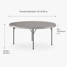 SHADOW TRADE 72 Inch Gray Round Folding Table, Heavy Duty Plastic Banquet Table with Gray Steel Legs, Blow Molded Portable Dining Table for Events, Parties, Catering, Indoor Outdoor Use (Set 9 Pack)