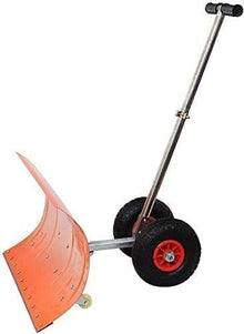 Snow Shovel with Wheels Metal Rolling Wheeled Snow Shovel Pusher with Multi-Angle Heavy Duty Large Blade Plow Height Adjustable Handle for Doorway Driveway Or Pavement Clearing Snow Pusher