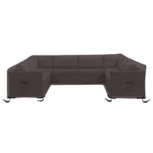 Patio U Shape Sofa Cover 18 Oz Waterproof - 100% UV & Weather Resistant Customize Outdoor Sofa Cover with Air Pockets and Drawstrap with Snug Fit (33" H x 120" W x 35" D, Coffee)