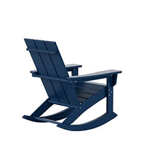WestinTrends Ashore Patio Rocking Chairs Set of 2, All Weather Poly Lumber Plank Adirondack Rocker Chair, Modern Farmhouse Outdoor Rocking Chairs for Porch Garden Backyard and Indoor, Navy Blue