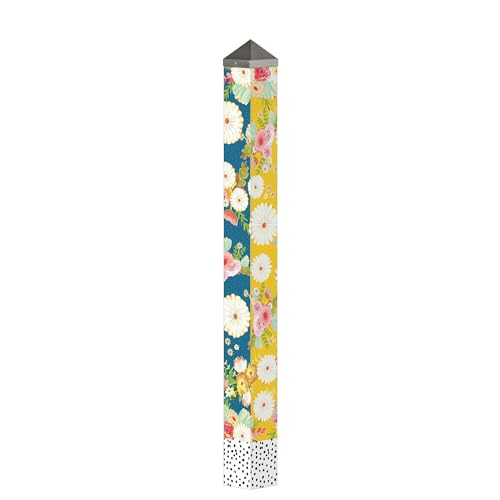 Studio M Art Pole Outdoor Decorative Accessory for Landscaping, Gardens, and Yards, 60 Inches Tall Weather Resistant PVC with Vinyl Wrap, Positivity Blooms