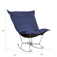 Howard Elliott Collection Scroll Puff Rocker Chair with Cover, Multipurpose Butterfly Seating Chair with Titanium Frame for Camping, Patio, Indoor and Outdoor Home Use, Bella Royal