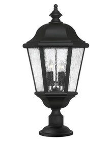 Hinkley Edgewater Large Post Top Outdoor Lantern - 4-Light, Aluminum, Clear Seedy Glass, Black Finish