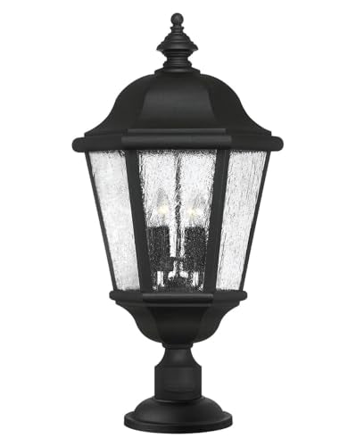 Hinkley Edgewater Large Post Top Outdoor Lantern - 4-Light, Aluminum, Clear Seedy Glass, Black Finish