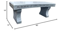 Carved Impressions Cemetery Granite Bench Curved seat - Personalized Engraving avialbale- Beveled Edge seat.