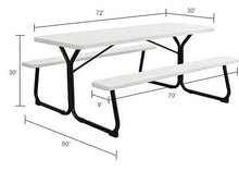 Global Industrial Outdoor 6 ft. Plastic Picnic Table, White, 1000 lbs. Cap.