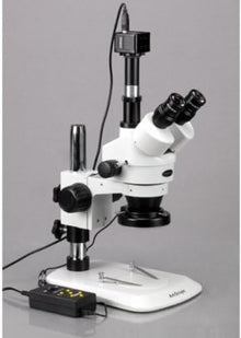 AmScope Digital Trinocular Stereo Zoom Microscope with LED Ring Light Multi