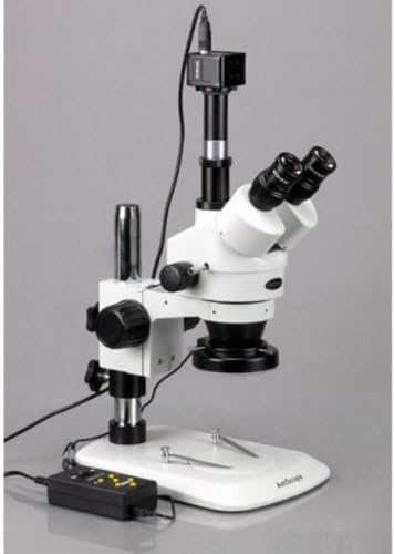 AmScope Digital Trinocular Stereo Zoom Microscope with LED Ring Light Multi
