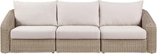 Meridian Furniture 55001Beige-S3 Seacrest Collection Modern | Contemporary Patio Modular Sofa with Wicker, Olefin Water Resistant Fabric, Aluminum Frame, 120.25" W x 38.75" D x 33.5" H, Beige