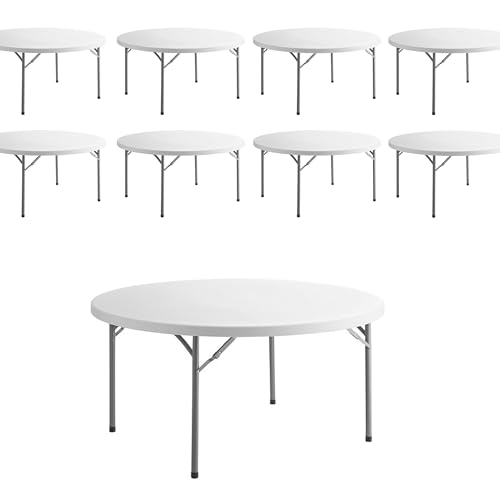 PRO&Family Round Folding Table for Events, Dining, Church, School, Wedding, Backyard Tables (8, 60")