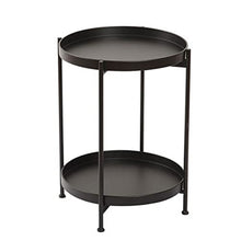 2-Layer Coffee Table Nordic Iron Round Coffee Side Table Non-Slip Foot pad Removable Tray Outdoor Small Table (Color : Argento) (D)