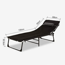 P77MENGFEI Folding Bed Folding Camping Cot Portable Chaise Lounges Folding Bed for Indoor Office Balcony Patio Garden Beach Camping Picnic Beach (Color : Black Size : 192X68X30.5CM)