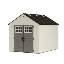Suncast 8x10 Ft. Outdoor Storage Shed - Large Resin Outdoor Shed with Floor Included, Lockable Double Doors & Skylights. 547 Cu Ft Tremont Garden Resin Sheds for Lawn Tools, Riding Mowers, & Bikes