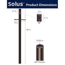 Solus 7-Foot Direct Burial Lamp Post – Outdoor Aluminum Light Pole with Decorative Cross Arm & 120V Outlet – Fits 3" Post Top Fixtures, Made in USA, Black, Bronze, or White, (Bronze, Set of 4)