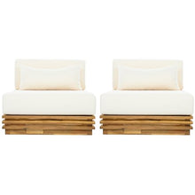 Christopher Knight Home Piper Set of 2 Outdoor Club Chairs with Thick Cushions, Acacia Wood Lounge Chair Outdoor, Patio Low Profile Accent Chairs, Comfy Reading Chairs for Garden, Beige+Natural