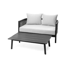 Merax 4-Piece Outdoor Acacia Wood Wicker Conversation Set Grey