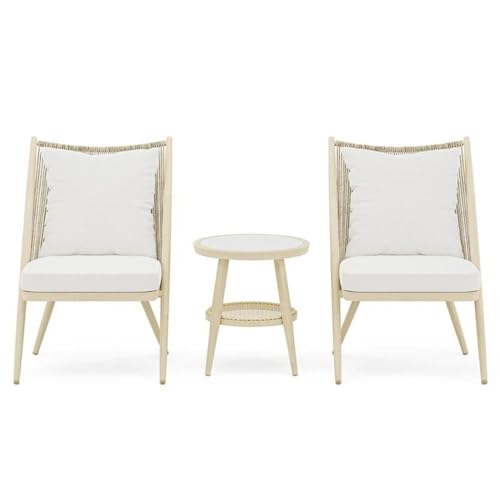 Furniture of America Chauncy Aluminum 3-Piece Outdoor Bistro Set Natural Tone