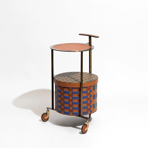 KJLYLPP Art Side Table, Stainless Steel Double-Layer Storage Trolley, Coffee Table Removable Side Table, Multifunctional Storage Basket, Suitable for Furniture Decoration