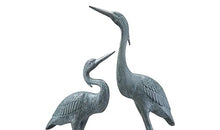 SPI Weathered Gray Finish Heron Pair Garden Sculpture Bronze