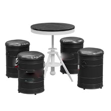 JOSOGO Outdoor Club Bistro Bar Sets,Round Metal Paint Bucket Footstool, Furniture, Set, Patio Table and Chair 4 Pieces,Personalized,Industrial Style,Commercial(I)
