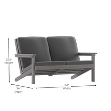 Flash Furniture Charlestown Adirondack Loveseat with Cushions Gray