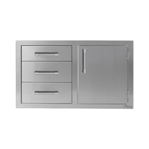 Alfresco 32-Inch Stainless Steel Right-Hinged Soft-Close Door & Triple Drawer Combo - Axe-DDC-R-SC