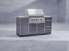 NewAge Products Classic Series 4PC Aluminum Slate Gray Modular Outdoor Kitchen Grill Island with 36" Performance Grill NG - 24"D x 52"W x 47.5"H