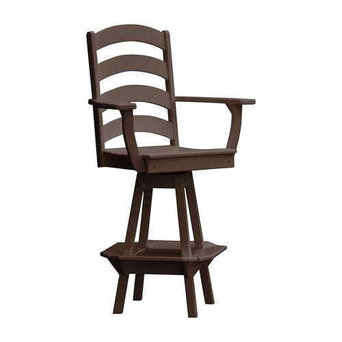 Keystone Amish Co. Ladderback Poly Composite Swivel Bar Chair with arms, Tudor Brown